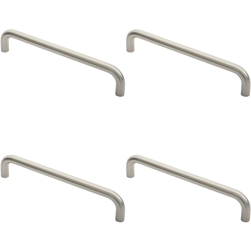 Image of Loops 4x Round D Bar Pull Handle 319 x 19mm 300mm Fixing Centres Satin Stainless Steel Metallics unisex