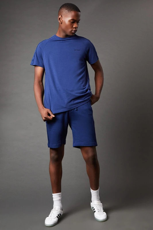 Image of Hugo Mens Tape Tonal Logo Short Sleeve T-Shirt Dark Blue Size: Medium Dark Blue Male M