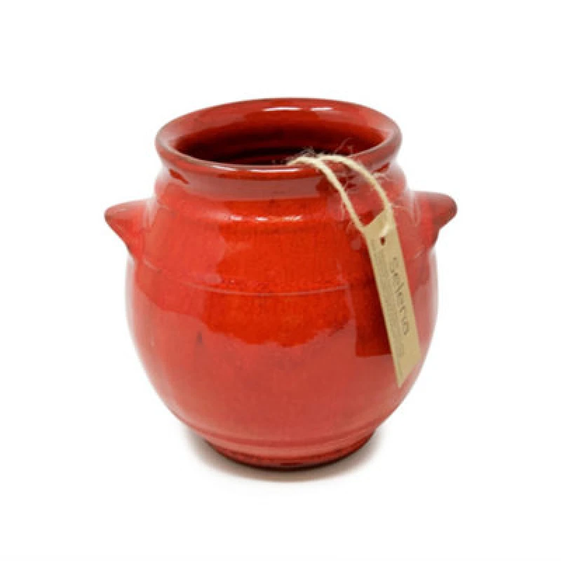 Image of Verano Spanish Ceramics Selena Glazed Hand Dipped Kitchen Dining Utensil Jar Red (H) 16Cm X (D) 16.5Cm