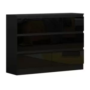 Image of Stora Modern 7 Drawer Merchant Chest - Black Gloss - Black