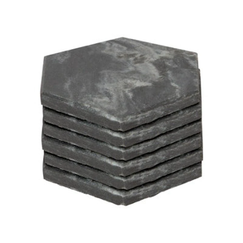 Image of Argon Tableware 10Cm Marble Coasters - Black - Set Of 6 Hexagonal Drink Coasters Reusable Dining Table Drinking Glass Cup Mat