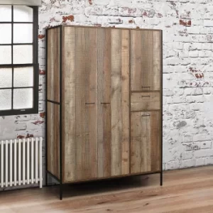 Image of Urban Rustic 4 Door 1 Drawer Wardrobe Brown