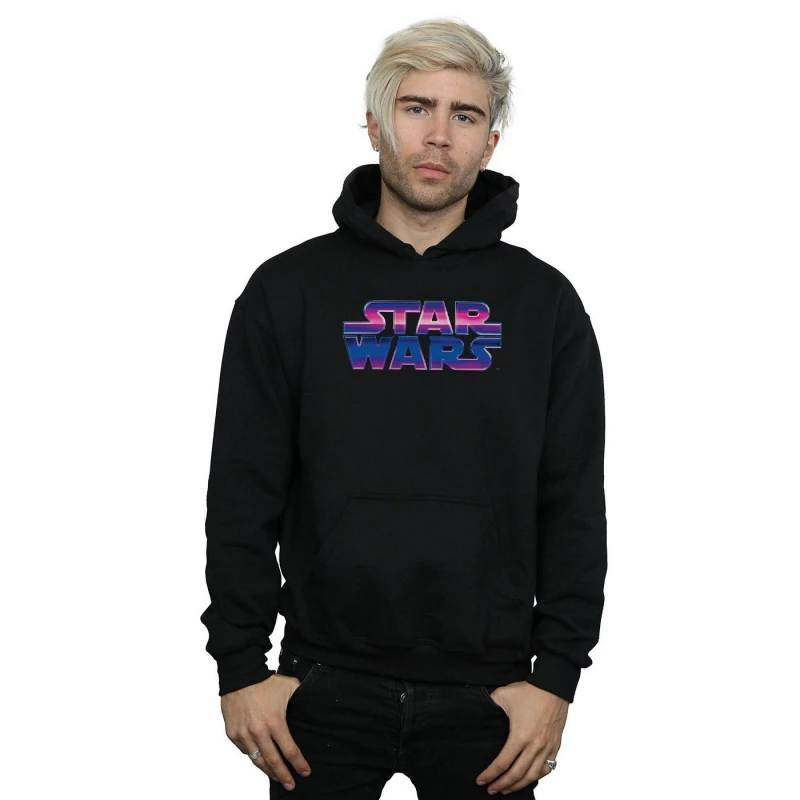 Image of Star Wars Star Wars Men Neon Logo Hoodie in Black Size: Small Black S Male 5057864221152