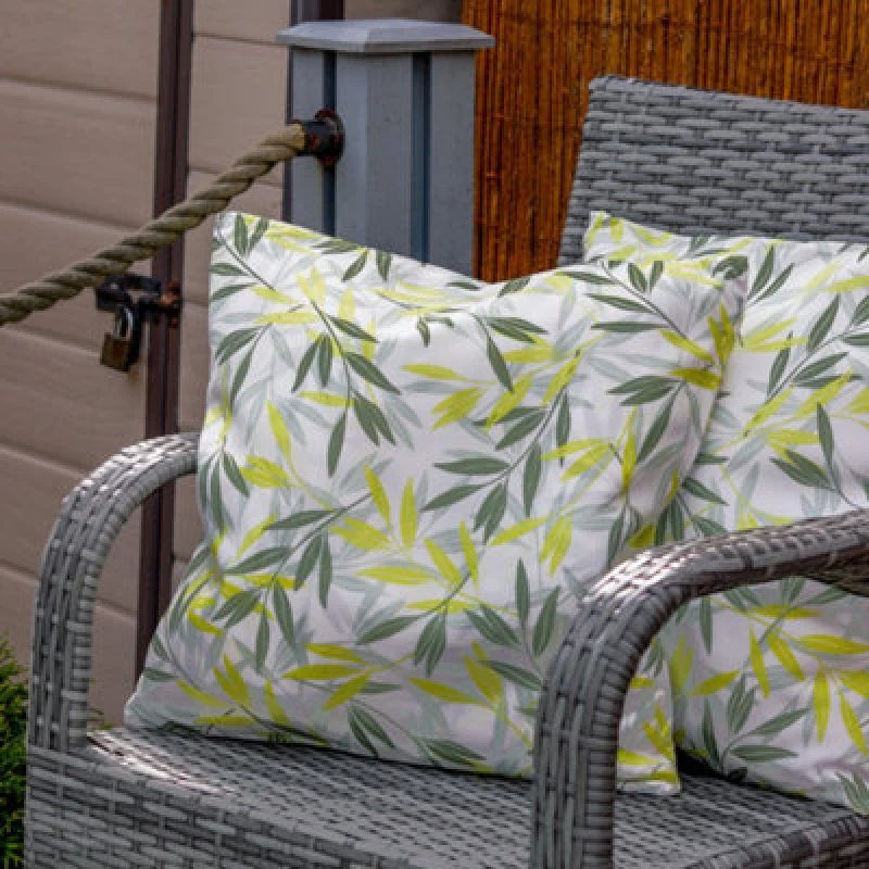Image of Streetwize Outdoor Green/Grey Leaf Print Scatter Cushions Green One Size