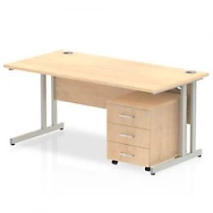 Image of Impulse 1800 Straight Cantilever Workstation 500 Three drawer mobile Pedestal Bundle Maple