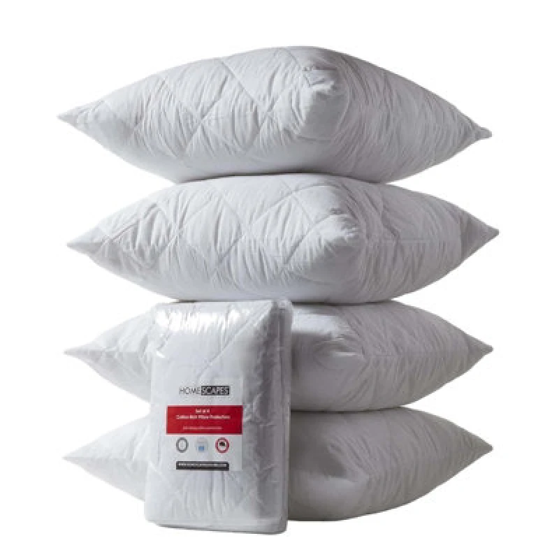 Image of Homescapes Cotton Rich Quilted Pillow Protectors 80 X 80 Cm, Pack Of 4