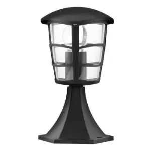 Image of IP44 Outdoor Pedestal Light Black Aluminium Lantern 60W E27 Bulb Wall Post