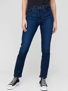 Image of Levis 724 High Rise Straight Leg Sustainable Jean - Dark Blue Size 32, Inside Leg 32, Women