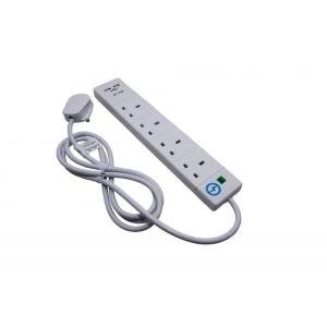 Image of Surge Protected 2m Extension Leads with 2 x USB Outlets White S4WUSB
