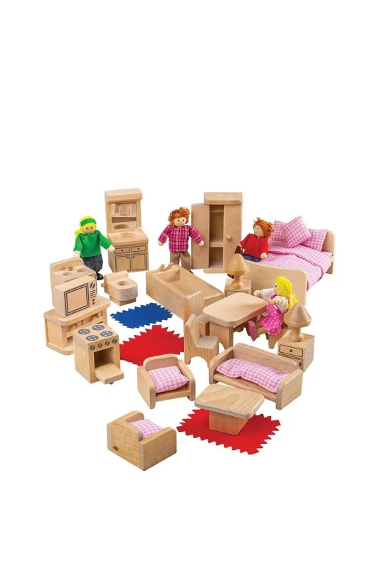 Image of Bigjigs Toys Doll Family and Furniture Multi