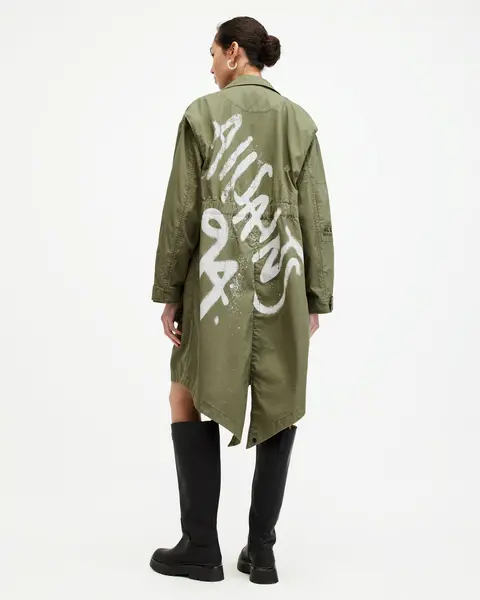 Image of AllSaints Milla Relaxed Fit Printed Parka Jacket
