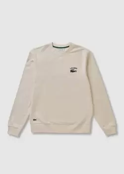 Image of Mens Lacoste Inscription Crew Neck Sweatshirt Size 4 - M White