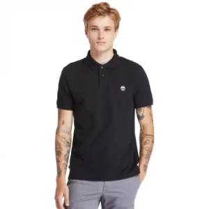 Image of Timberland Millers River Organic Cotton Polo Shirt For Men In Black Black, Size S