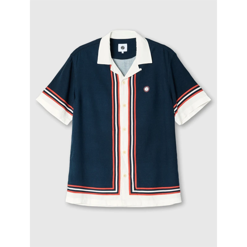 Image of Pretty Green Mens PG Valencia Short-Sleeve Plain Shirt Navy male Small