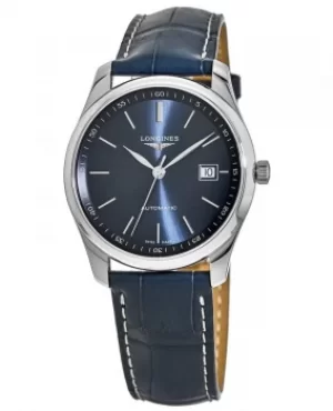 Image of Longines Master Collection Automatic 40mm Blue Dial Blue Leather Strap Mens Watch L2.793.4.92.0 L2.793.4.92.0