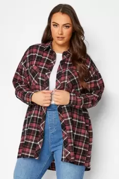Image of Check Brushed Oversized Boyfriend Shirt