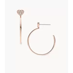 Image of Fossil Womens Rose Gold-Tone Stainless Steel Hoop Earrings - Rose Gold