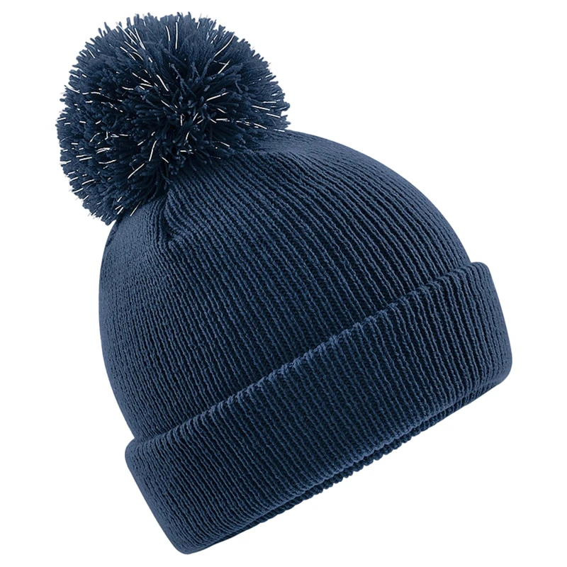 Image of Beechfield Reflective Bobble Beanie in Navy Navy Unisex One Size