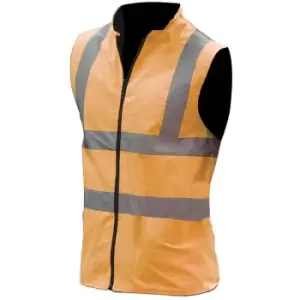 Image of Yoko Mens Workwear Hi-Vis Reversible Fleece Vest / Jacket (2XL) (Hi Vis Orange) - Hi Vis Orange