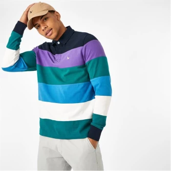 Image of Jack Wills Taplon Stripe Cut And Sew Rugby Shirt - Navy