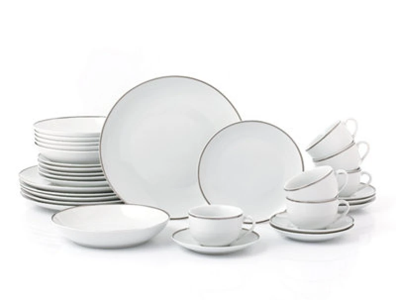 Image of Waterside 30Pc Platinum Band Dinner Set, Multi 6276