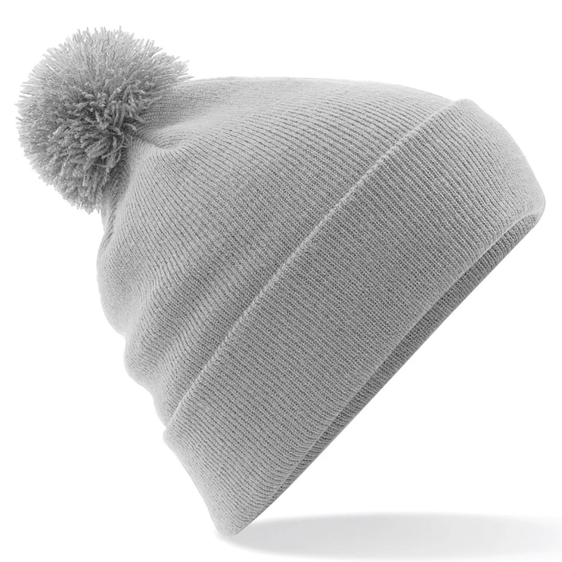 Image of Beechfield Beechfield Men Original Pom Pom Winter Beanie Hat in Light Grey Light Grey One Size Male 5054752302894