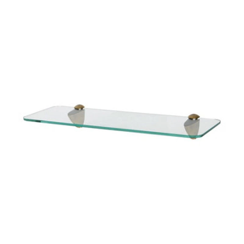 Image of Harbour Housewares Rounded Floating Glass Shelf - 40Cm - Gold Brackets - Bathroom Shower Storage Vanity Display Unit Shelf