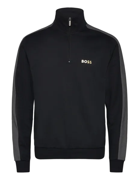 Image of Boss Boss Tracksuit quarter Jacket 10166548 1/4 Zip Fleece Tops S Black 55690903350