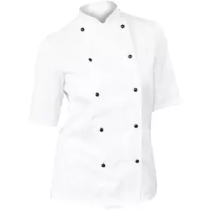 Image of Dennys Womens/Ladies Lightweight Short Sleeve Chefs Jacket / Chefswear (2XL) (White) - White