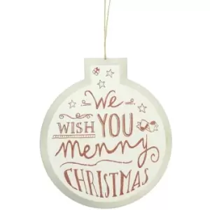 Image of Christmas Shop Bauble Sign Decoration (One Size) (White Wish) - White Wish