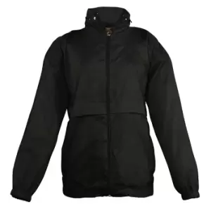 Image of SOLS Kids Unisex Surf Windbreaker Jacket (Water Resistant And Windproof) (5-6) (Black)