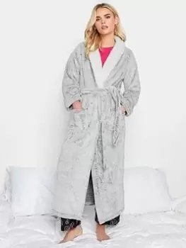 Image of PixieGirl Petite Contrast Wellsoft Maxi Robe, Grey, Size 6-8, Women