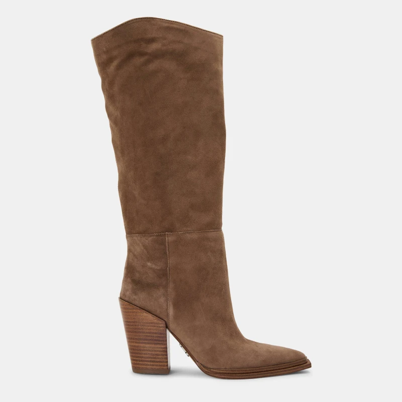 Image of Steve Madden Womens Bronty Knee High Boots Taupe Suede female 3 (36)