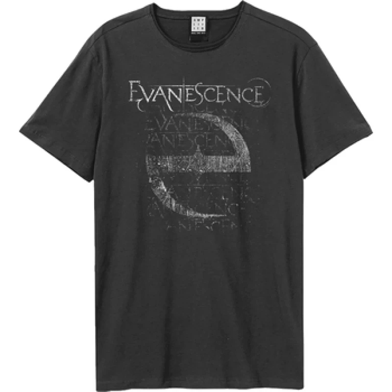 Image of Amplified Amplified Men Distressed Stamp Evanescence T-Shirt in Charcoal Size: X-Small Charcoal XS Male 5063693954345