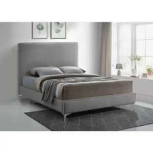 Image of Glinis Upholstered Beds - Plush Velvet, Double Size Frame, Steel - Steel