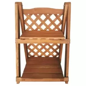 Image of Hamble Distribution - Outdoor Wooden Garden 2 Tier Shelf Display Planter for Garden Plants Flowers Herbs