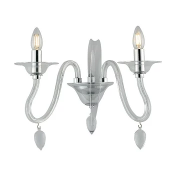 Image of Fan Europe Lighting - Fan Europe ESTEFAN Twin 2 Light Candle Wall Light Transparent 39x29x23cm