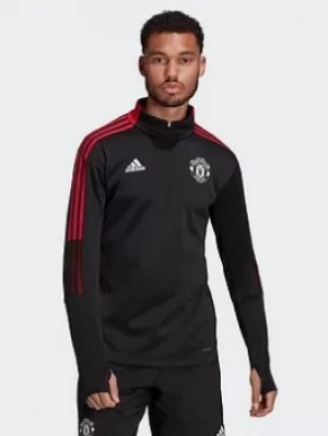 Image of adidas Manchester United Tiro Warm Top, Black Size M Men