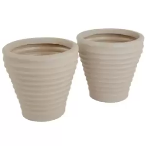 Image of Pair of Moroccan Round Stone Planters (Dia. 43cm)