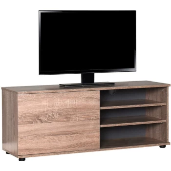Image of Fwstle - 120cm Wide TV Unit with Open Shelves and Cupboard in Latte Oak - Brown