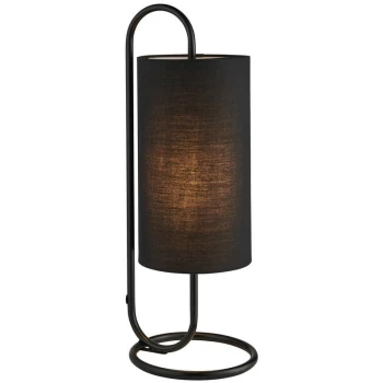 Image of Merano Arenzano Table Lamp Matt Black & Black Fabric