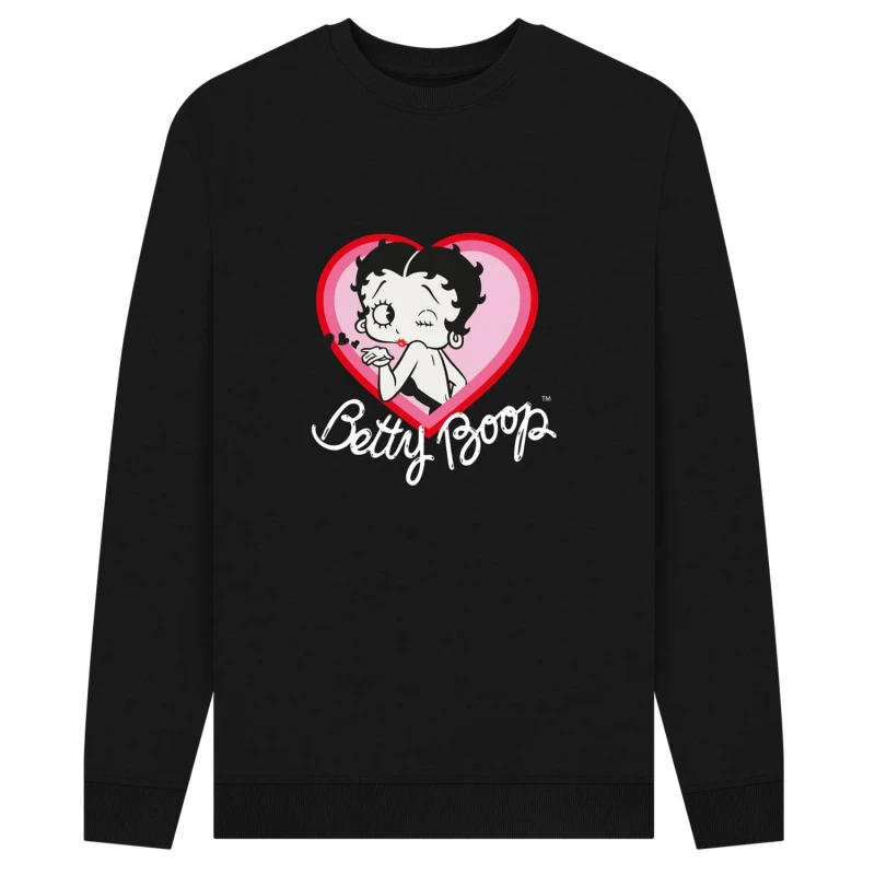 Image of Betty Boop Mens Blow A Kiss Sweatshirt in Black Size: Small Black Male S