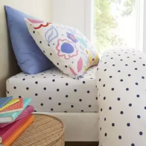 Image of Pineapple Elephant Blomme Floral 100% Cotton Fitted Sheet Navy