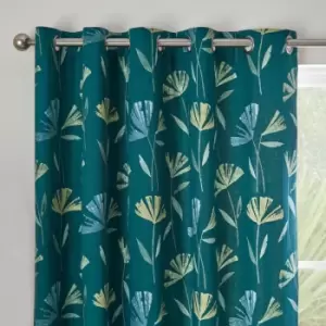 Image of Fusion Dacey Teal Eyelet Curtains Teal (Green)