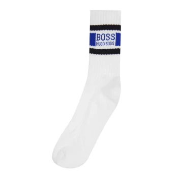Image of Hugo Boss Stripe Logo Socks White/Blue