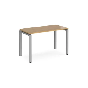Image of Bench Desk Single Person Rectangular Desk 1200mm Oak Tops With Silver Frames 600mm Depth Adapt