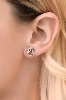 Image of Ladies Lauren Ralph Lauren PE LOGO STUD-GLD Earrings 14G00362