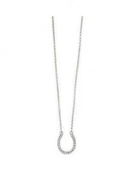 Image of The Love Silver Collection Love Silver Cubic Zirconia Horsehoe Necklace