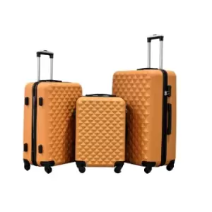 Image of Groundlevel Diamond ABS 4 Wheel Orange Suitcase 3Pcs Set