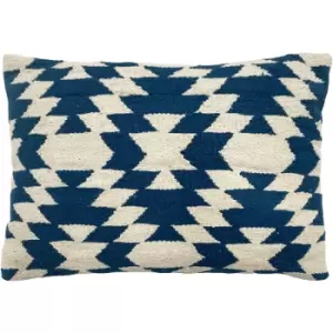 Image of The Linen Yard - Jura Woven Geometric Cushion Navy - Navy